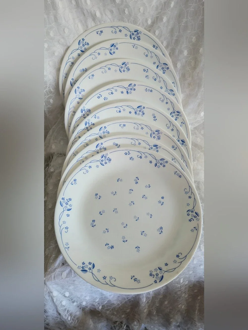 Vintage Corelle PROVINCIAL BLUE Classic Floral Dinner Plate Blue/White SET / 10